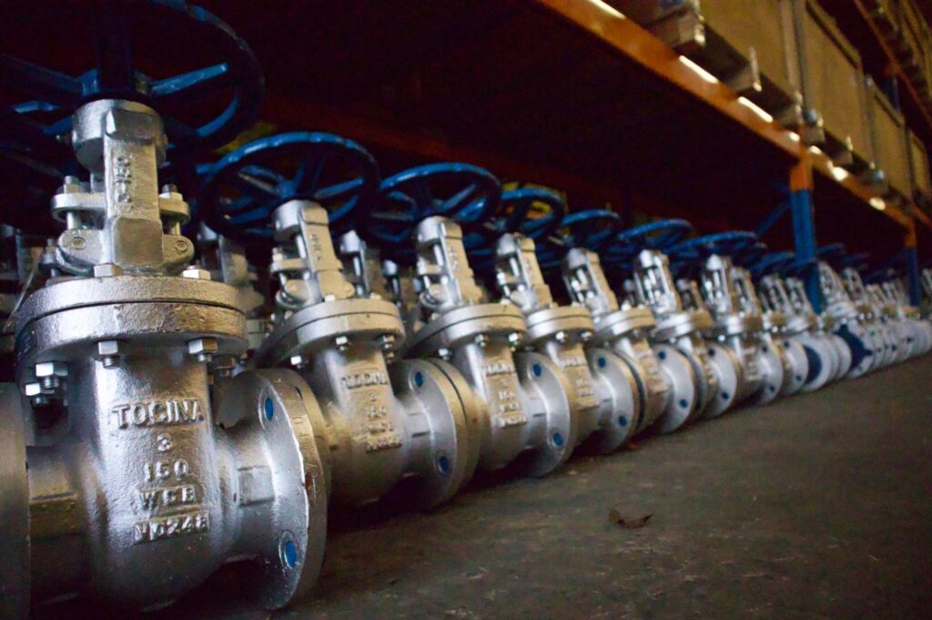 Row of valves
